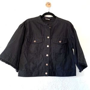 Ulla Johnson Cropped Denim Jacket Fringe Sleeves 2